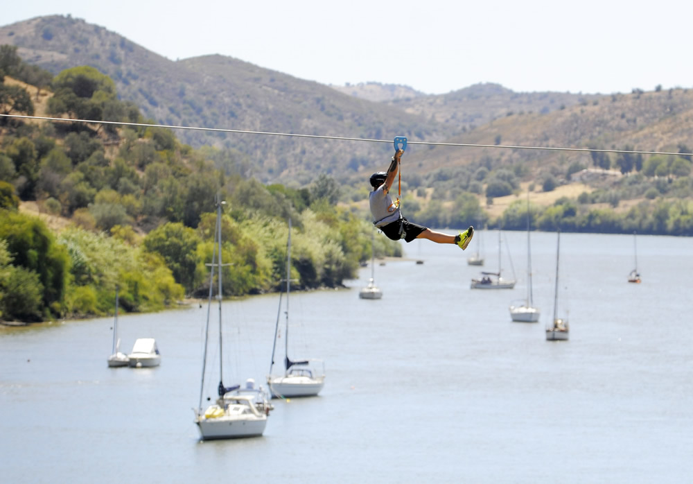 Exhilarating zip wire trip from Spain to Portugal
